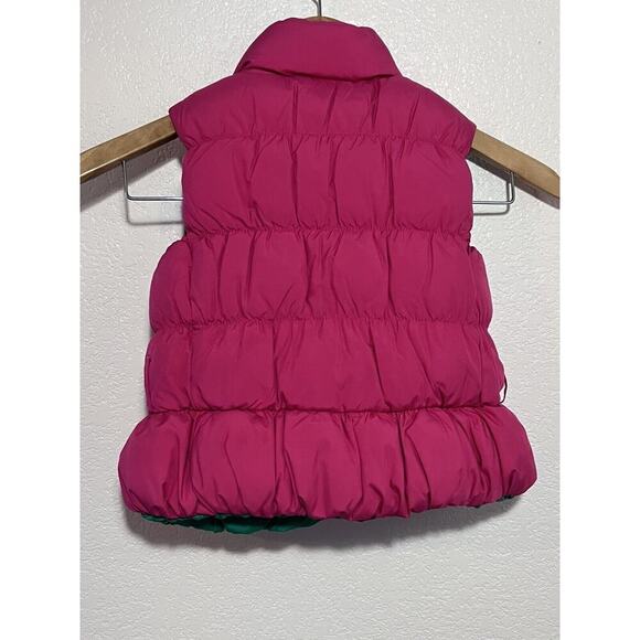 Ralph Lauren Reversible Vest Girls 3T Pink Green PUFFER Down Crest Horse Toddler - Picture 3 of 8